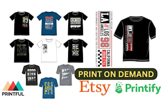 do company t shirt design, bulk, events t shirt design for printful, printify