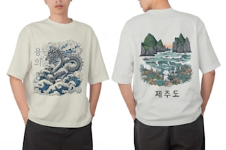 do unique hand drawn korean style t shirt design