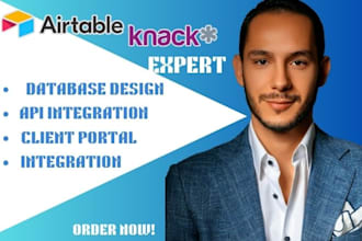 setup knack and airtable database, connect other apps and API