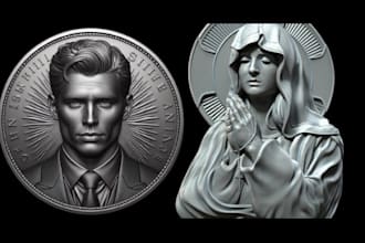 sculpt 3d coin model 3d bas relief 3d coin minting coin animation 3d bust model