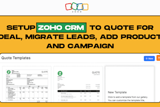 setup zoho crm to quote for deal, migrate leads, add product and campaign
