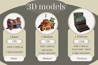 create a ready made 3d model of game props and environment