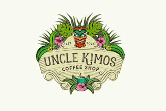 design beautiful hawaiian coffee shop logo