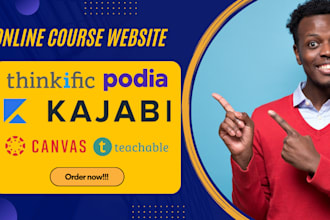 setup online course, thinkific, kajabi, teachable podia website canvas lms