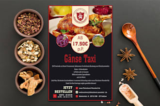 design restaurant flyers, real estate flyers, food flyers and menu card