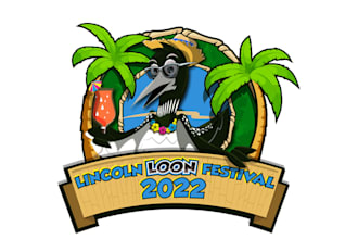 design festival tropical beach theme logo