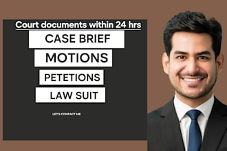 draft court motion, lawsuit, complaint, petition, appeal, nda, or court document