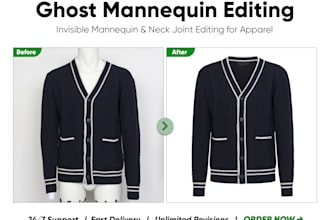 do ghost mannequin editing, invisible mannequin, neck joint editing for apparel