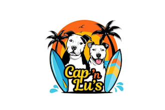 make modern dogs and beach logo for you