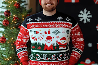 create ugly christmas sweater and tshirt design