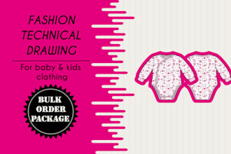 design fashion technical drawing for baby and kids clothing