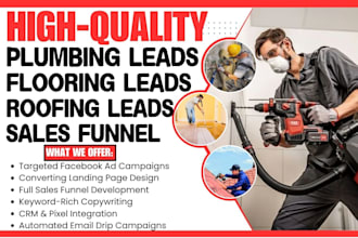 generate plumbing leads, flooring leads, roofing leads sales funnel landing page