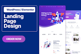 design responsive wordpress landing page, elementor landing page with animations