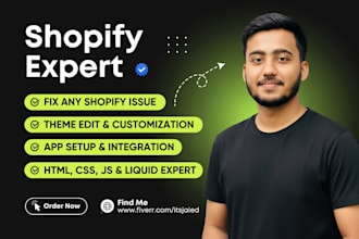 fix, edit, update, or customize shopify store
