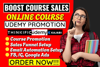 do udemy course promotion online course sales thinkific, kajabi, fb, google ads