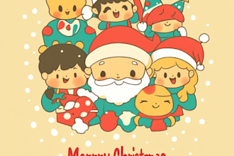 do  christmas card with hand drawn illustrations