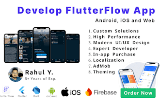 develop flutterflow app and custom mobile apps for ios and android