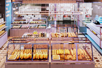 design 3d bakery shop,craft modern restaurant,tea shop,bar lunge,interior render