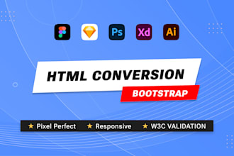 convert PSD to HTML5 , figma to HTML5 using bootstrap 5