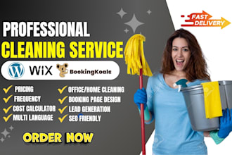 build cleaning service website, house, office cleaning, booking koala website