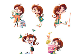 draw cute simple cartoon character or animal character illustration