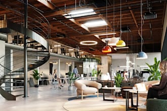 render 3d interior, interior design, house, restaurant, office