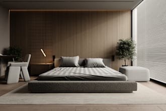 design minimalist 3d bedroom interiors with realistic lighting