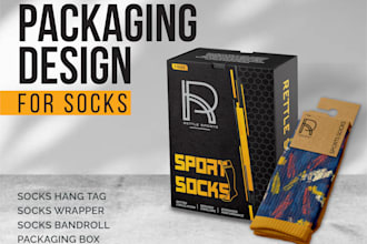 design custom socks packaging, sleeve, labels and hang tags