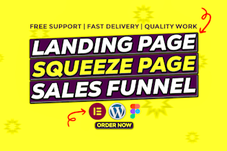 create wordpress landing page design, sales page, squeeze page, or sales funnel