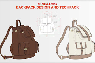 design the backpack tech pack ready for sampling