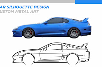 draw car silhouette for custom metal art