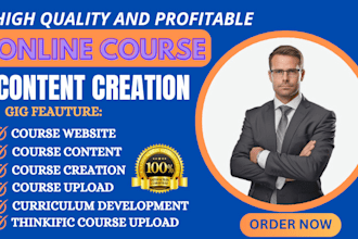 create online course creation, thinkific course upload, online course content