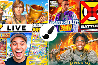 do catchy gaming youtube thumbnail, csgo, valorant, gta 5,  pokemon , marvel