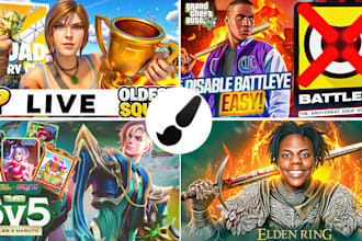 do catchy gaming youtube thumbnail, csgo, valorant, gta 5, fortnite, marvel