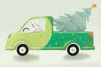 create christmas, greeting cards with hand drawn illustration