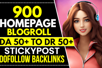 900 da50 plus dofollow permanent sidebar, homepage backlinks