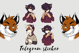 draw a cute furry sticker doodle sticker emoji emote chibi sticker anime style