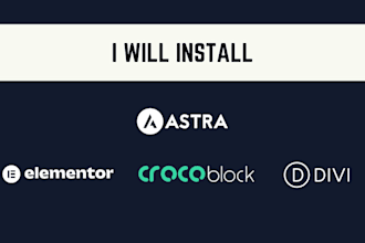 install elementor pro, astra pro, divi, crocoblock, wp rocket, bricks activation