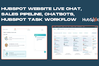 setup hubspot website live chat, sales pipeline, chatbots, hubspot task workflow