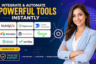 integrate hubspot gohighlevel power automate airtable wordpress sage brevo wrike