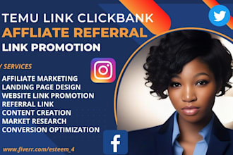 promote temu affiliate link, referral link, and clickbank marketing campaigns