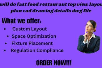 do fast food restaurant top view layout plan  cad drawing details dwg file