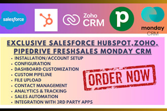 setup salesforce hubspot zoho pipedrive freshsales sugar close monday CRM