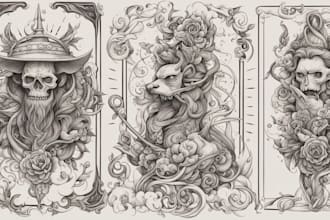 design line art traditional tattoo and tshirt design