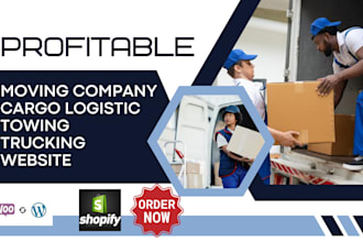 design moving company cargo logistic towing trucking landing page website