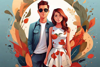create couples art vector portrait