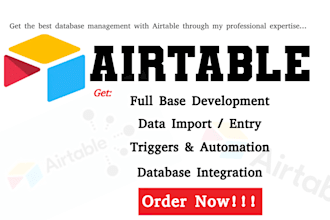 build custom airtable database, do integration with website, set automations
