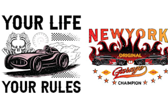 do vintage racing car garage logo and t shirt design