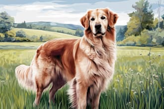 paint dog, cat or any pet portrait using watercolor