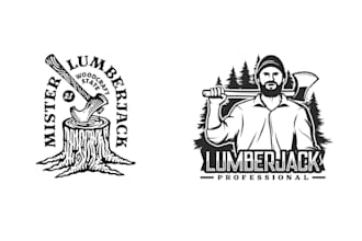 make vintage lumberjack woodworking sawmill logo